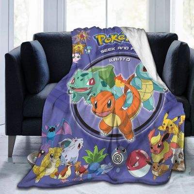 3D-Printed Blanket  Bikachu Flannel Blanket Bed Throw Soft Cartoon Printed Bedspread