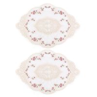 2Pcs Vintage Table Placemats Oval Lace Table Placemats Crochet Lace Placemats Exquisite Flower Embroidered Doilies Vase Mat 12.2 X 16.9 Inch