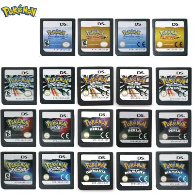 ตลับเกม Pokemon NDS ชุดเกมเครื่องเล่นวิดีโอเกมการ์ดเพชรทองคำขาวหัวใจสีเงินสำหรับ DS หลายภาษา