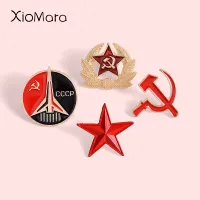 【YF】 Socialist Pointed Star Enamel Pin Cold War Brooches Badge Lapel Coat Cap