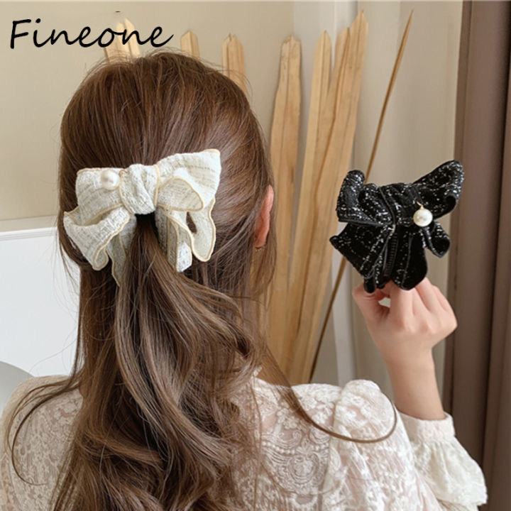 Girls Elegant Colorful Ribbon Bow Hair Clips With Faux Pearl Tassel  Decorative Hair Accessories For Party - Temu