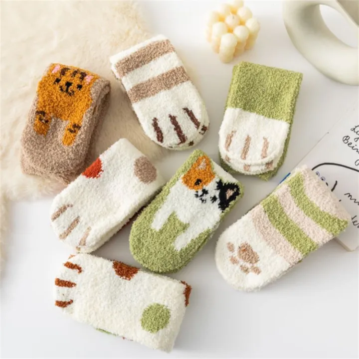 cartoon-animal-socks-cozy-winter-stockings-thick-warm-mid-thigh-socks-cute-cat-paws-floor-socks-kawaii-cat-claws-socks