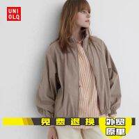 UNIQLO หมวกเสื้อโค้ตทรงหลวมผ้าฝ้ายสำหรับผู้หญิง,สำหรับครอบครัวคุณสามารถใส่ได้เสื้อคลุมบางๆแจ็คเก็ตผ้าฝ้ายเสื้อเชิ้ตลำลอง462181