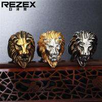 REZEX เครื่องประดับบุคลิกภาพย้อนยุคหัวสิงโตแหวนไททาเนียมของผู้ชายมีหลายสีให้เลือก