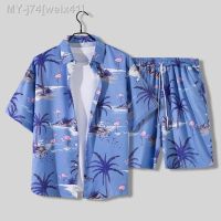 CODae737sege Floral Print Hawaiian Short Pants Men Summer Loose Fashion Casual Short Sleeve Shirt