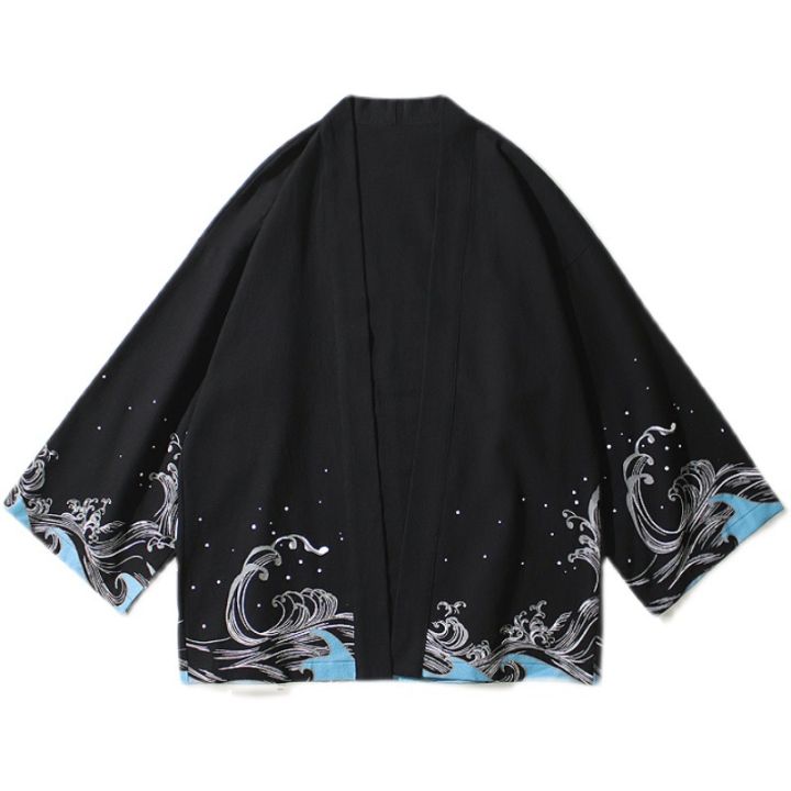 เสื้อพิมพ์ลายเสื้อผ้าซามูไรแบบดั้งเดิมของผู้ชายผ้าฝ้ายลินินแบบลำลองเสื้อคาร์ดิแกน-kimono-ญี่ปุ่น5xl-4xl