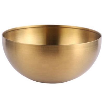 2X Large Capacity Stainless Steel Salad Bowls Korean Soup Rice Noodle Ramen Bowl Kitchen Food Container,Gold,15X7CM