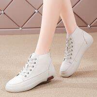 【A Creatively060】 WomenGenuine LeatherBoots BritishLadies SpringAnkleSoft Lightweight Women 39; S Sneakers