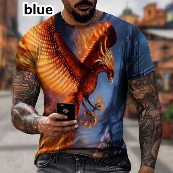 แฟชั่น-3d-พิมพ์-blue-phoenix-amp-bird-t-เสื้อ-unisex-แขนสั้นเสื้อ-t