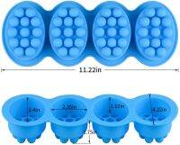 แม่พิมพ์ซิลิโคน สำหรับสบู่ มีปุ่มนวดร่างกาย , 4 ช่อง น้ำหนัก 4.5 ออนซ์ แบบสำหรับทำสบู่นวด แม่พิมพ์สบู่ สำหรับการทำสบู่ DIY, การทำเทียน, ดินโพลิเมอร์ (สีแบบสุ่ม)