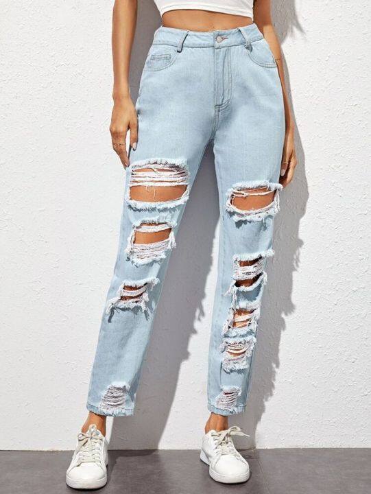 Denim Tattered Pants/randomdesign | Lazada PH