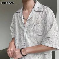 SUPEEON丨เสื้อฮาวายฤดูร้อนแขนสั้น,เสื้อแขนสั้นลายดอกไม้ทรงหลวม