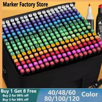 hot！【DT】 36/40/60/80/100/120 Colors Headed Oily Set Sketch Graffiti Markers Based Manga