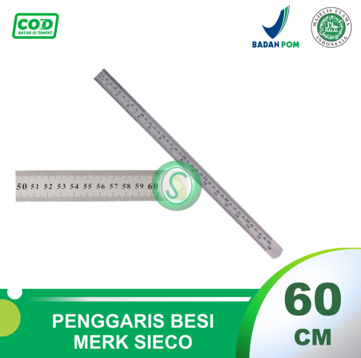 Penggaris Besi Merek Sieco Penggaris Besi 40cm 50cm 60cm Lazada