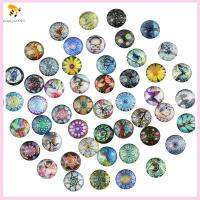 SNSQDYW0010 50Pcs 12mm ครับ Cabochons แก้วพิมพ์ลาย 50รูปแบบ กระจกสำหรับผู้หญิง กระเบื้องคาไลโดสโคป cabochons กระเบื้องโมเสค สายรุ้งสีรุ้ง หมุนแก้ว cabochons ทำเครื่องประดับ DIY