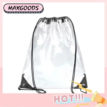 Clear Handbags Clear Drawstring Waterproof Backpack Bags for Concert & Stadium Sporting Events Transparent Draw String Bags Travel Shoe Bags Pack of 2