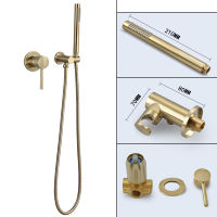 ss Round Handheld Shower Head Brushed Gold Finish Shower Set Adjustable Wall Holder Handheld Water Saving Bath Shower Kit