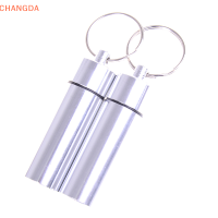 ?【Lowest price】CHANGDA 2pcs กันน้ำอลูมิเนียมแบบพกพากล่องกรณีขวดแคชพวงกุญแจ