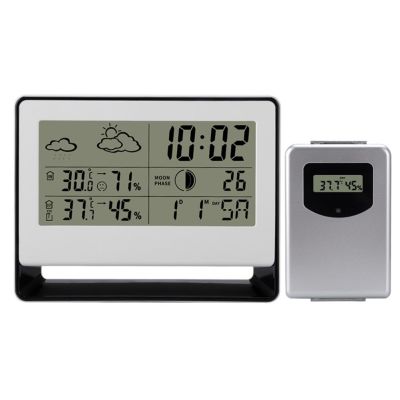 ดิจิตอล LCD สถานีสภาพอากาศในร่มกลางแจ้งไร้สายตัววัดอุณหภูมิความชื้นอเนกประสงค์ตัววัดอุณหภูมิความชื้น