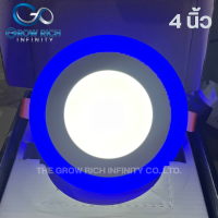 Iwachi โคมไฟดาวน์ไลท์ LED 9W 3Step แสงขาว+แสงน้ำเงิน (DL+BL) ขนาด 4 นิ้ว ทรงกลม สีขาว LED PANEL LIGHT THREE COLOR