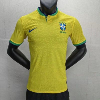 เสื้อกีฬาแขนสั้น ลายทีมชาติฟุตบอล Brazil home jersey 2223 แห้งเร็ว ไซซ์ S-XXL