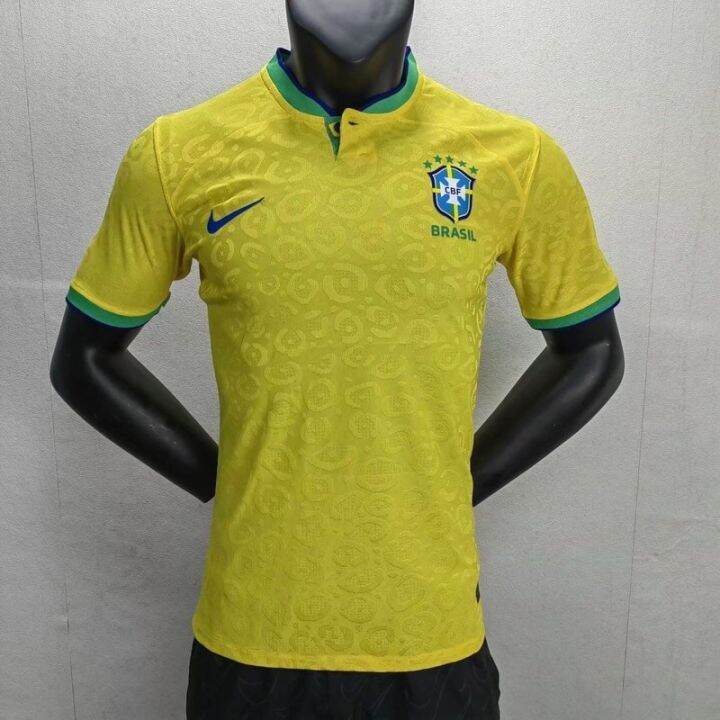 เสื้อกีฬาแขนสั้น-ลายทีมชาติฟุตบอล-brazil-home-jersey-2223-แห้งเร็ว-ไซซ์-s-xxl