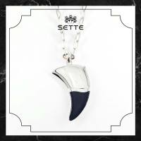 [SETTE] Jaw Tooth Necklace 20" With Onyx Silver 925 Rhodium Plated - NS5014-27 [เซตเต้] สร้อยคอรูปฟันสัตว์ ตกแต่งนิล ตัวเรือนเงิน 925 ชุบโรเดียม