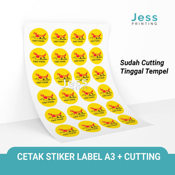 Cetak Stiker Logo Jualan Label Produk Makanan Minuman Sudah Berikut Cutting Bahan Cromo Ukuran 7526