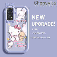 เคส Chenyyyka สำหรับ Xiaomi MI Redmi โน้ต11 S Note 11 S Note 10S Poco M5s Note 11 SE เคสการ์ตูนลาย Hello Cat น่ารักอัปเกรดใหม่กันกระแทกแบบใสซิลิโคนนิ่มเคสมือถือเคสป้องกันโปร่งใสลายกล้องถ่ายรูปสุดสร้างสรรค์