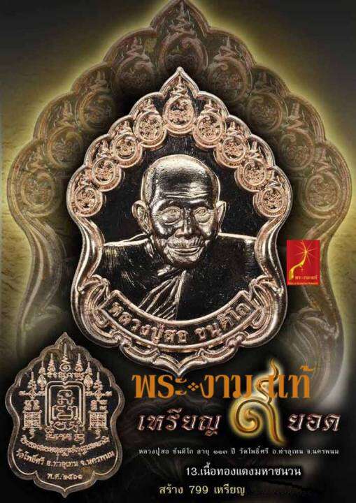 หลวงปู่สอ-ขันติโก-เหรียญ-9-ยอด-วัดโพธิ์ศรี-นครพนม-ปี-2561-รับประกัน-พระแท้-โดย-พระงามแท้-nice-amp-genuine-amulet-ให้บูชา-พระเครื่องแท้