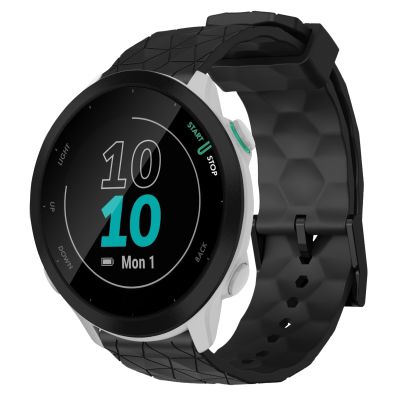 สายนาฬิกาข้อมือซิลิโคนสีทึบลายลูกฟุตบอลสำหรับ Garmin Forerunner 55 20มม. (สีดำ)