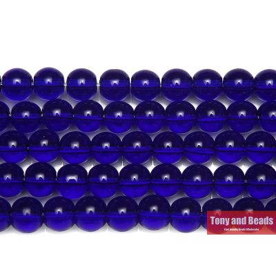 Smooth Blue Glass Loose Beads 15 quot; Strand 6 8 10 MM Pick Size For Jewelry Making