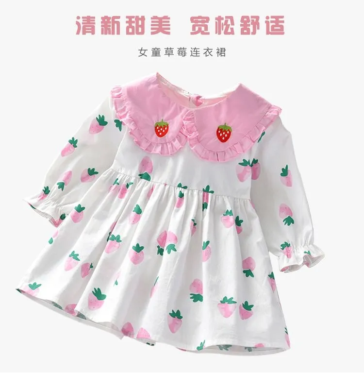 Han edition cartoon girls fall 2021 new dress loose pleated skirt girl  dolls princess led western style dress 