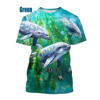 2023 newNew Summer Hot Sale Animal Dolphin Fashion T-shirt 3D Printing T-shirt Short-sleeved T-shirt Casual Round Neck Top Mens Clothin