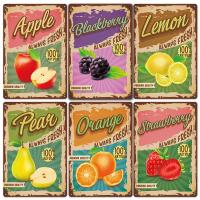 2023 Fashion Summer Fresh Fruit Metal Vintage Shabby Rusty Plaques Modern Home Decoration Kitchen Bar Wall Plate Decor Tin Sign