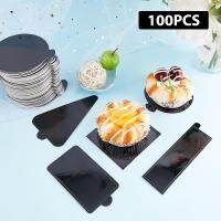 Cardboard Cake Base 100PCS Disposable Dessert Base Holder For Cake Decor Pizza Disc Liner Black Circle Cake Paper Plate Tray