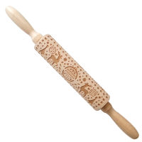 Embossing Rolling Pin Wooden Engraved Embossed Printing Rolling Pin DIY Tool For Homemade Or Christmas Cookies Dough Engraved