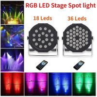 ไฟ LED สปอตไลท์เวที RGB 7สี18Leds/36Leds ไฟพาร์พร้อมรีโมทเปิดใช้งานด้วยเสียงสำหรับไฟโคมไฟแขวนลำดับขั้นของงานเลี้ยงวันเกิด