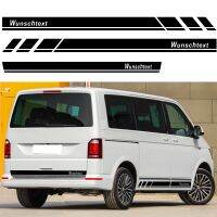 Car Door Side Decals Skirt3pcs Stripes Stickers For Volkswagen Wunschtext Transporter T4 T5 T6 DIY Auto Tuning Accessories