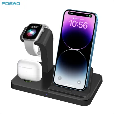 15W Wireless Charger 3 in 1 Stand for iPhone 14 13 12 11 XS XR X 8 7 Plus Apple Watch Airpods Pro Fast Charging For IWatch 8 7 6