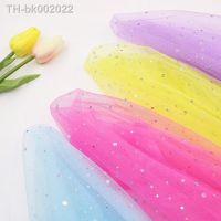 △☍卍 150cm 1meter Glitter Mirage Silver Dot Printing Tulle for Girls Summer Princess Dress Handmade DIY Clothing Decoration Fabric