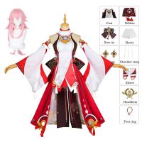 Anime Genshin Impact Yae Miko Guuji Yae Cosplay Costume Genshin Deguisement Wig Dress Party Outfit Halloween Costumes For Women