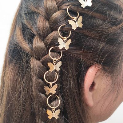 【CC】❦▤✧  6Pcs Star Pendant Hair Clip Braid Metal Rings Accessories Headdress Tocado