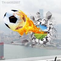 ☒ 3D Football broken wall stickers for kids room living room sports decoration mural wall stickers home decor decals wallpaper