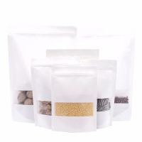 【CC】 50piece white packaging zipper lock kraft paper window bag upright gift dry grain seed tea self sealing