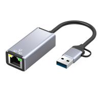 RJ45 Ethernet LAN Adapter Small High Speed Converter Tool Computer Accessory Network Card with USB Dual-headed  USB Network Adapters