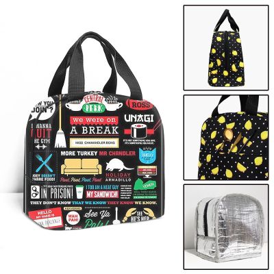 Harajuku Novelty Central Perk Coffee Friends 3D Printed Portable Handbags Ice Bags Lunchbox Thermal insulation Food Lunch Bag