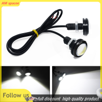 ? AM 2pcs Eagle Eye LED 23mm 12SMD Car Daytime Running Backup ไฟเลี้ยวอัตโนมัติป้ายทะเบียนสีขาว