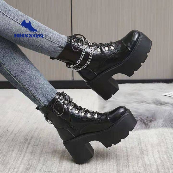 Women's Lace Up Combat Platform Biker Military Creeper Chunky Heel Ankle  Boots