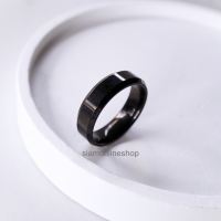 แหวน สเตนเลส สีดำ เงา แบบเรียบ ทรงกระบอกหนา 6 มม. ไม่ลอก ไม่ดำ stainless ring by siamonlineshop